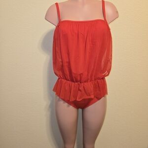 Gottex Red Blouson One-Piece Swimsuit